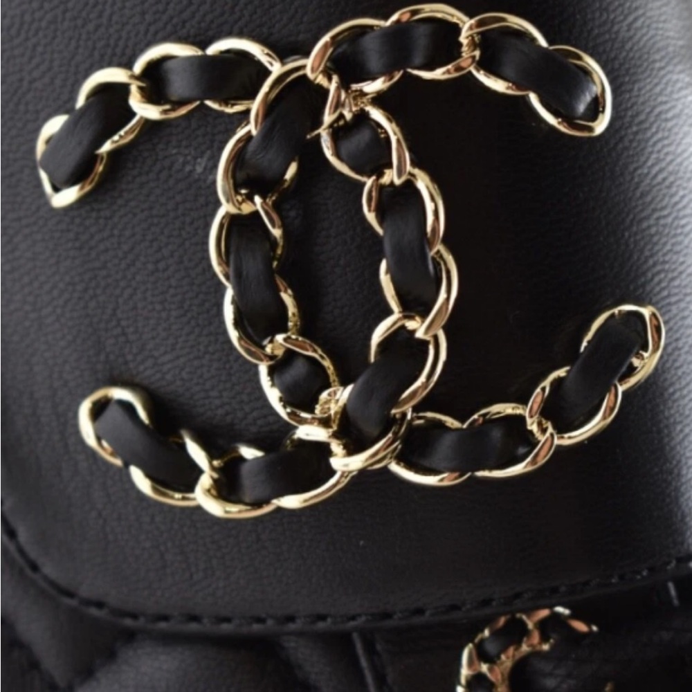 CHANEL Black Leather Boots with Gold Accents - Picture 5 of 12